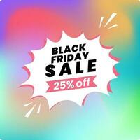 a black friday sale 25 percent off banner design, with discount offer details vector illustration