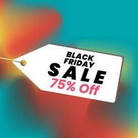 Black Friday 75 percent sale off banner design, banner of discount offer concept vector illustration design on colorful background