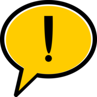 exclamation symbol in a yellow speech bubble icon png