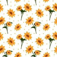 Seamless pattern, sunflower flowers on a white background. Background, textile, wallpaper, vector