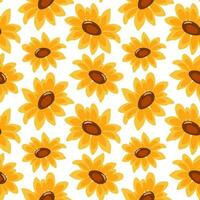 sin costura patrón, girasol flores en un blanco antecedentes. fondo, textil, fondo de pantalla, vector