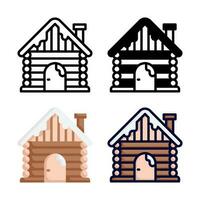 Hut snowy icon set collection vector