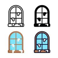 Window snowy icon set collection vector