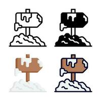 Snowy signboard icon set collection vector