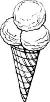 Ice cream in a waffle cone. Vector