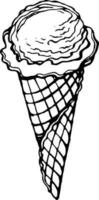 Ice cream in a waffle cone. Vector