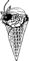 Ice cream in a waffle cone. Vector