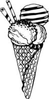 Ice cream in a waffle cone. Vector