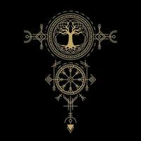 mysterious golden nordic symbol vector design
