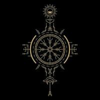 mysterious golden nordic symbol vector design