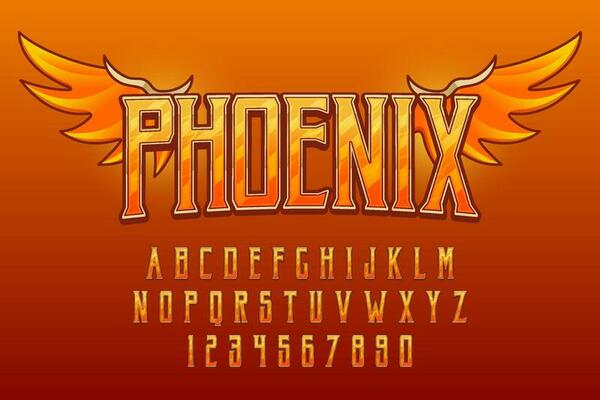 decorative editable phoenix text effect vector design