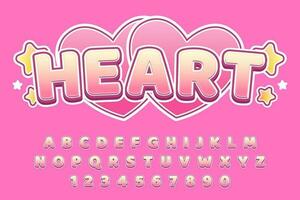 decorative editable heart text effect vector design