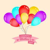 Happy mothers day greeting design with a bunch of colorful balloons vector