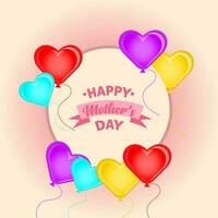 Happy mothers day Greeting design with heart balloons vector