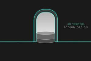 3d product podium stand and black background vector