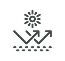 Sun protection related icon outline and linear vector. vector