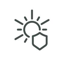 Sun protection related icon outline and linear vector. vector