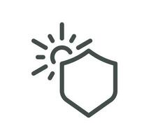 Sun protection related icon outline and linear vector. vector