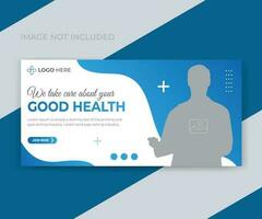 Medical healthcare service social media video cover photo and web banner template vector