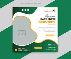 Lawn and gardening services social media post or agriculture farming web banner template vector