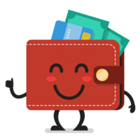 leende plånbok karaktär uttryckssymbol png