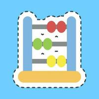 Sticker line cut abacus counting frame. School and education elements. Good for prints, posters, logo, advertisement, infographics, etc. vector