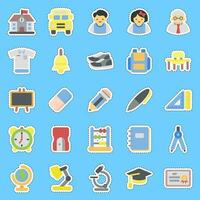 Sticker line cut set of school. School and education elements. Good for prints, posters, logo, advertisement, infographics, etc. vector