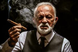 Portrait of a man smoking a cigar photo