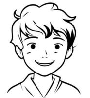 icon of boy in style of vector black and white and manga cartoon