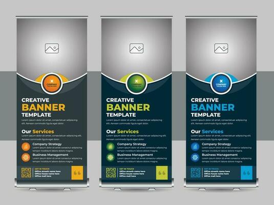 Roll up banner design template, Business banner layout, stand out, flyer, abstract background, pull up design, modern x-banner, presentation, advertisement banner design