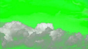 Animé noir et blanc des nuages isolé sur vert filtrer. mouvement graphique éléments. video
