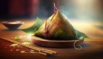 Zongzi Rice dumpling for Chinese traditional Dragon Boat Festival Duanwu Festival. . photo