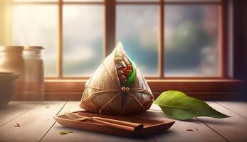 Zongzi Rice dumpling for Chinese traditional Dragon Boat Festival Duanwu Festival. . photo