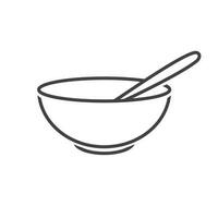 Outline bowl with spoon icon isolated vector illustration.