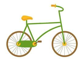 Isolated green bicycle in flat style on white background. Vector colorful illustration for decoration. Summer recreation