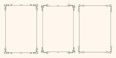 Set of vector frames with swirls and leaves