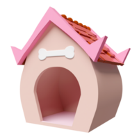 3d rosado perro casa icono y hueso símbolo aislado. 3d hacer ilustración png