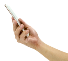 hand holding mobile smart phone  isolated png