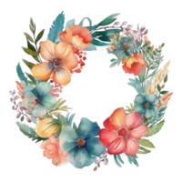 Colorful spring flowers wreath png