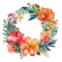 Colorful spring flowers wreath png