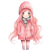 Cute girl watercolor, png