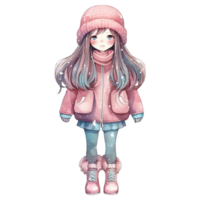 Cute girl watercolor, png