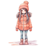 Cute girl watercolor, png