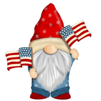 4th of july america independence gnomes character Digital painting watercolor png