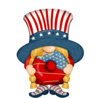 4th of july america independence gnomes character Digital painting watercolor png