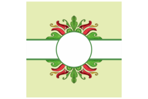 Grün Hintergrund mit rot Blume und Flora Ornament Rand Design png