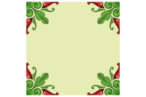 Green Background With Red Flower And Flora Ornament Border Design png