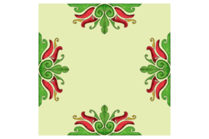 Grün Hintergrund mit rot Blume und Flora Ornament Rand Design png