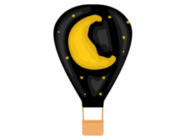 Hot Air Balloon With Crescent Moon And Stars Image png