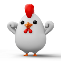 mignonne dessin animé poulet, animal personnage, 3d le rendu png